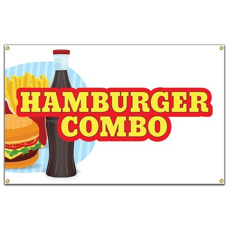 Signmission Hamburger Combo Banner Heavy Duty 13 Oz Vinyl with Grommets B-60 Hamburger Combo